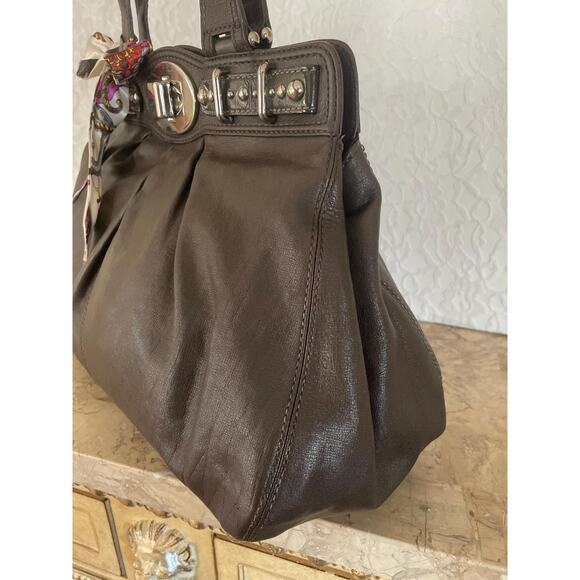 COACH large Mia/garnet brown Pleated texture Leather Carryall Shoulder Bag 13921 - Picture 5 of 10